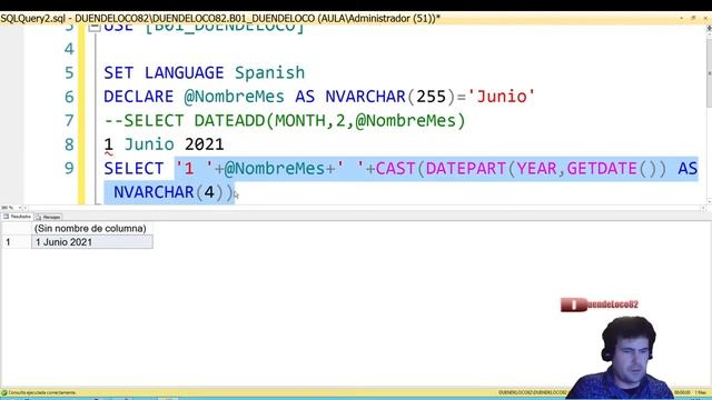 SQL Usar el Nombre de un mes como variable de fecha смотреть онлайн