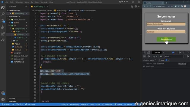 JavaScript349-React.js-Le contrôle de la validité de l'email et que les inputs ne sont pas vides смотреть онлайн