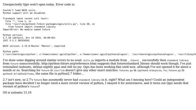 GIS: Couldn't load QGIS utils; Python support disabled; No module named future (2 Solutions!!) смотреть онлайн