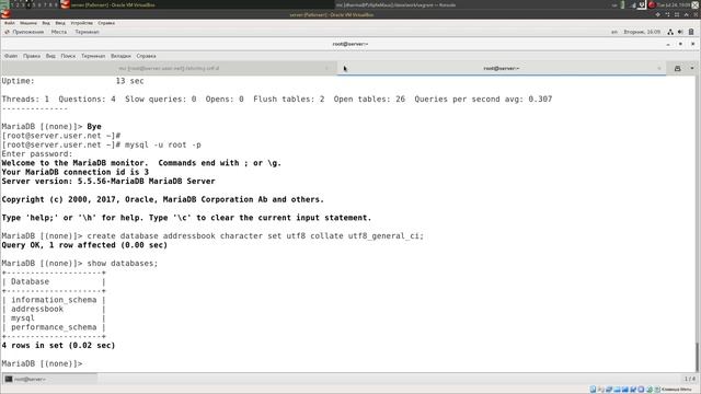 Настройка базы данных MariaDB смотреть онлайн