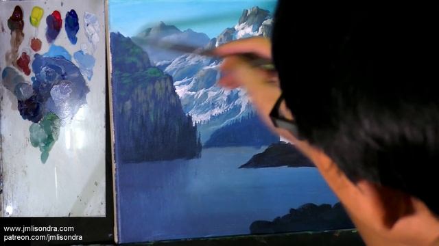 Acrylic Landscape Painting TUTORIAL / White Barn In The Lake / JMLisondra