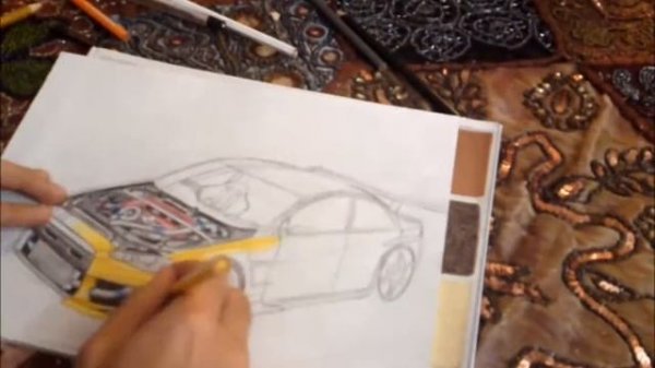 Drawing Mitsubishi Lancer Evolution X