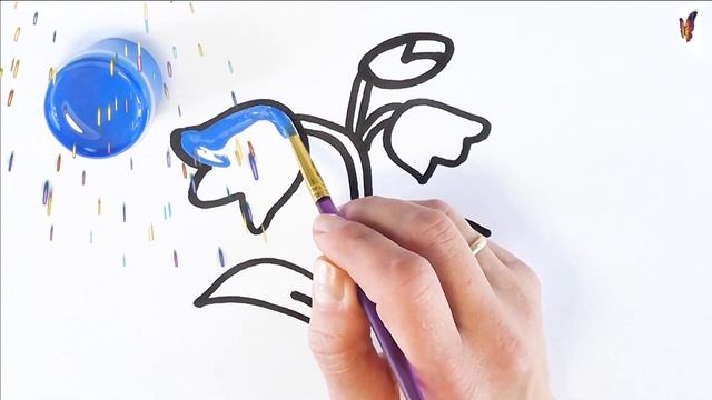 Как нарисовать ЦВЕТОК / мультик раскраска ЦВЕТЫ для детей / Раскраски малышам смотреть онлайн