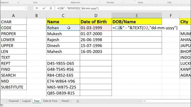 Text Formulas IN EXCEL, text, mid, upper, lower, proper, len, find, search, substitute formula, смотреть онлайн