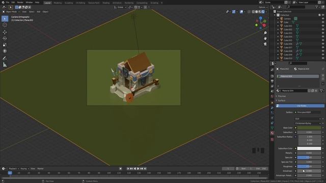 Стилизованный домик в Блендере 2.9 - Материалы в Blender 3D | Красим вместе