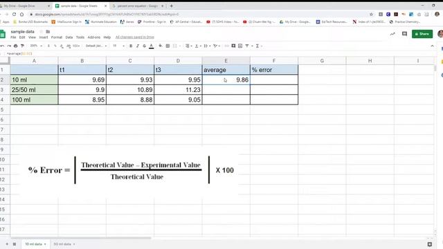 How to calculate average and percent error in google sheets смотреть онлайн