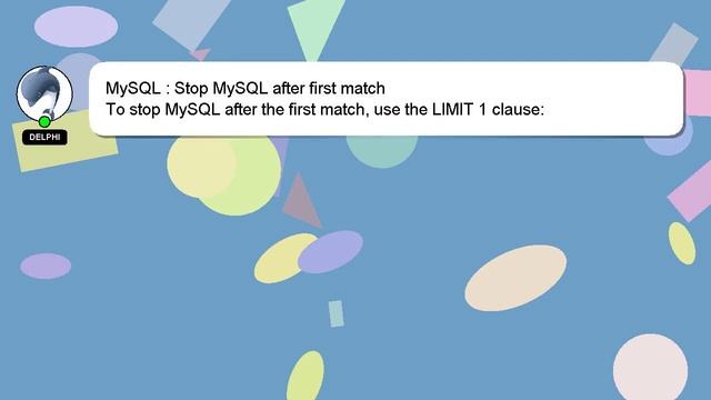 MySQL : Stop MySQL after first match смотреть онлайн