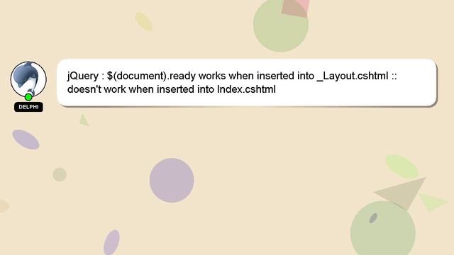jQuery : $(document).ready works when inserted into _Layout.cshtml :: doesn't work when inserted in смотреть онлайн