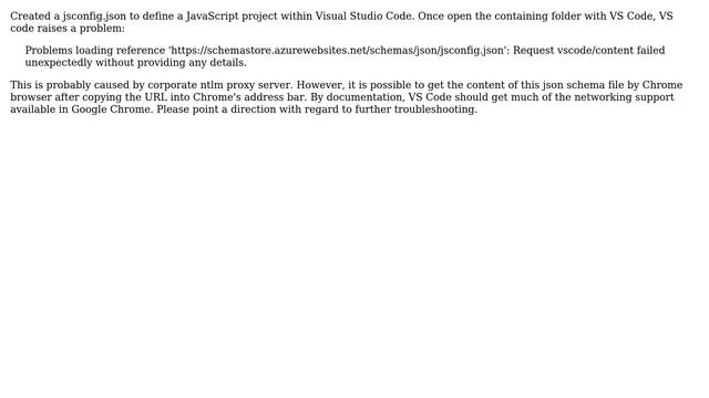 Visual Studio Code behind Proxy Failed to Load jsconfig.json from Schema Store смотреть онлайн