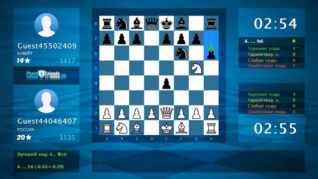 Анализ шахматной партии: Guest44046407 - Guest45502409, 1-0 (по ChessFriends.com) смотреть онлайн