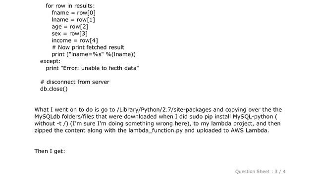 MySQL : Problems using MySQL with AWS Lambda in Python смотреть онлайн