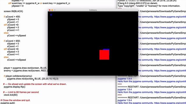Pygame Simple Collisions смотреть онлайн