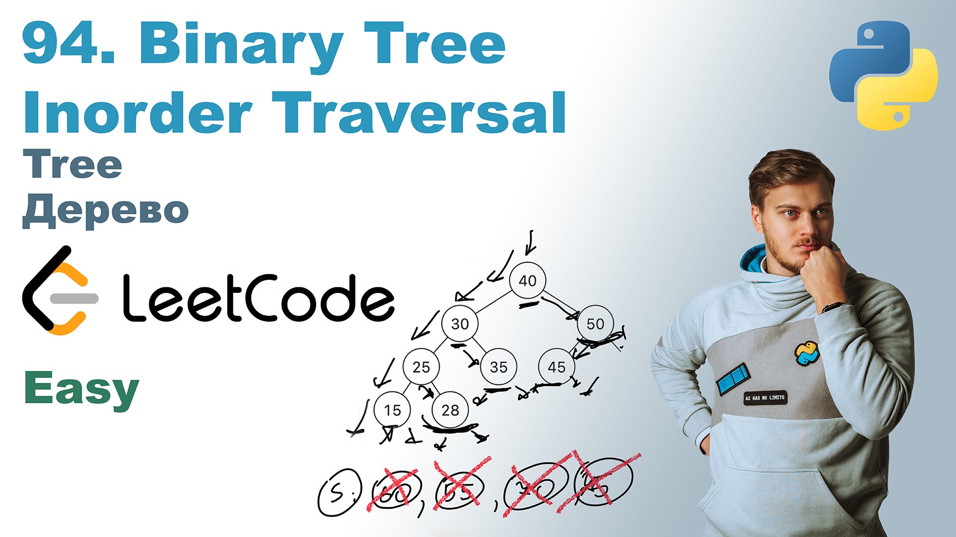 Binary Tree Inorder Traversal | Решение на Python | LeetCode 94 смотреть онлайн