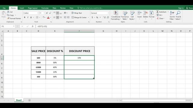 Calculate Percentage Discount in MS Excel 2023 | MS Excel main percentage kaise nikale смотреть онлайн