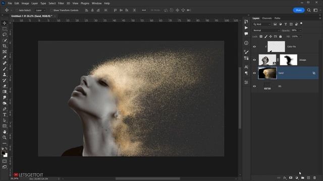 Sand Dispersion Photo Effect - Photoshop Tutorial смотреть онлайн