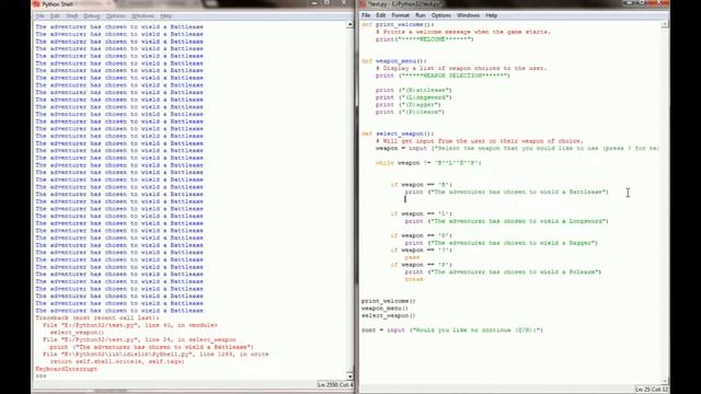Python Program Debugging Episode 1 - Weapon Selection from a Menu смотреть онлайн