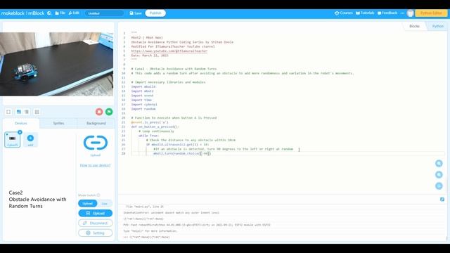 MBot2 Python Lessons: Obstacle Avoidance with Random Turns using Python - Case02 смотреть онлайн