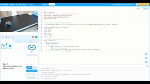 MBot2 Python Lessons: Obstacle Avoidance with Random Turns using Python - Case02
