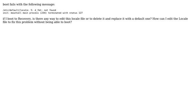 Ubuntu: Can't boot, get message: ... terminated with status 127 смотреть онлайн