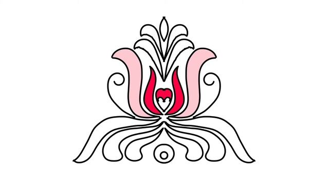 Drawing and Coloring Folk Art Tulips - Learn the Symmetry смотреть онлайн