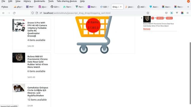Drag and Drop In Javascript Draggable Shopping Cart смотреть онлайн