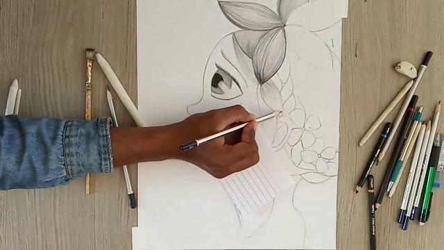 New Girl hair sketch time lapse video|| fast girl hair sketch смотреть онлайн