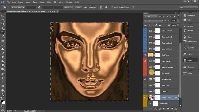 Metallic Gold Skin INSTANT Photoshop Effect. How to Work. смотреть онлайн