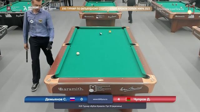 1/16 С. Демьянов (RUS) - Д. Чупров (BLR). XVII Турнир «Кубок Кремля» Kremlin Cup 10-ball 2023. смотреть онлайн