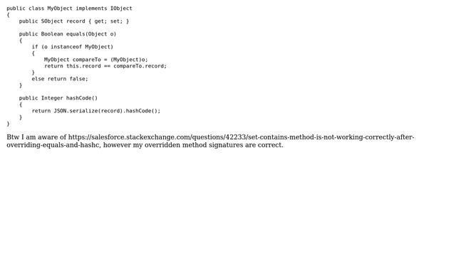 Salesforce: Methods equals() and hashCode() misbehaving in Map.containsKey() смотреть онлайн
