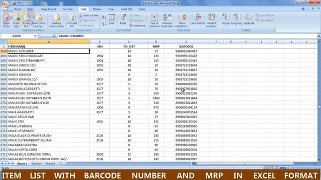 FMCG ITEM LIST IN EXCEL FORMAT смотреть онлайн