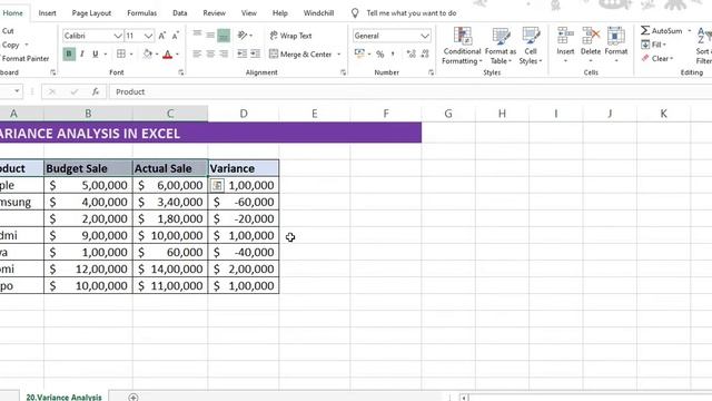 VARIANCE ANALYSIS IN EXCEL WITH GRAPH смотреть онлайн
