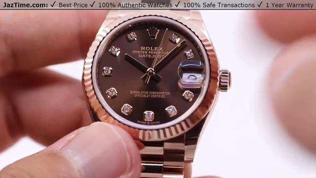 Rolex Datejust 31 Rose Gold Chocolate Diamond Dial & Fluted Bezel President Bracelet 278275 - REVIE смотреть онлайн