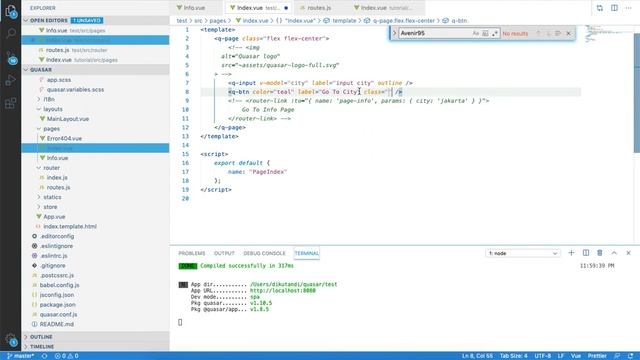 Tutorial Quasar Framework Bahasa Indonesia - Part-3 Route Quasar смотреть онлайн
