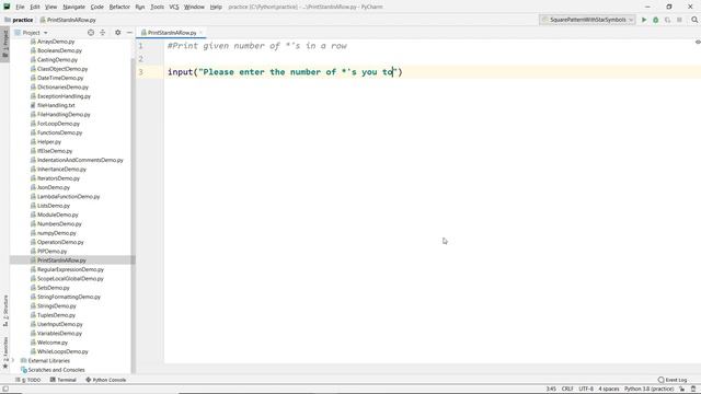 Python pattern programs | Python program to print given number of *'s in a row смотреть онлайн