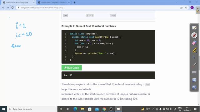 For Loop in Java смотреть онлайн