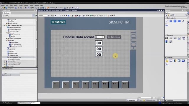Siemens TIA Portal HMI/PLC tutorial - Recipes (Basic Example 1/2) смотреть онлайн
