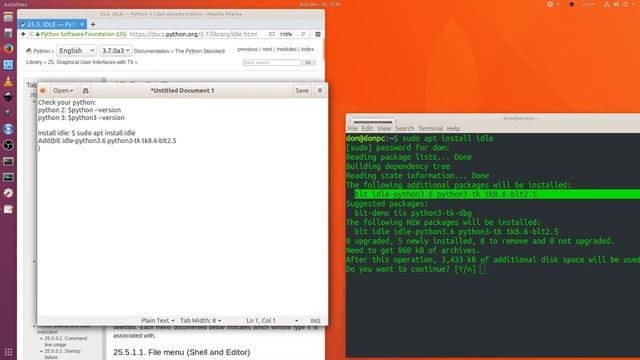 Ubuntu 18.04 LTS Linux OS: Install Python 3.X | IDLE with tkinter GUI смотреть онлайн