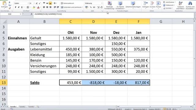 Excel Wunschkonzert #003 Negative Zahlen werden rot [deutsch] смотреть онлайн