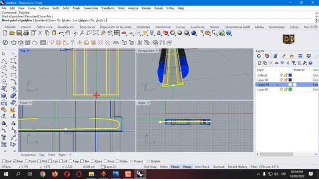 Rhinoceros Modelando Cutter nivel Básico смотреть онлайн