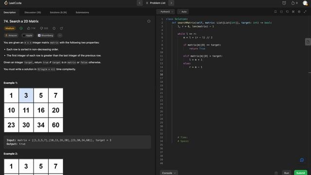 LeetCode 74 - Search a 2D Matrix: A Microsoft Journey смотреть онлайн