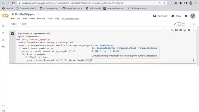 step-by-step internet speed testing in python using google colab editor смотреть онлайн