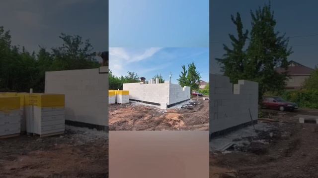Строительство стен первого этажа из газобетонного блока #luxwil #строительство #кладка