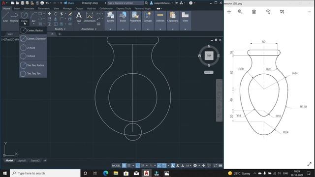 Autocad 2D Practice Drawing Tutorial | Exercise 3 for beginners | Flower Pot In Autocad 2022 смотреть онлайн