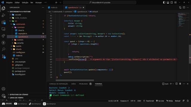 Comando de perguntas e respostas (questionário) - Bot de Discord V14 e Typescript смотреть онлайн