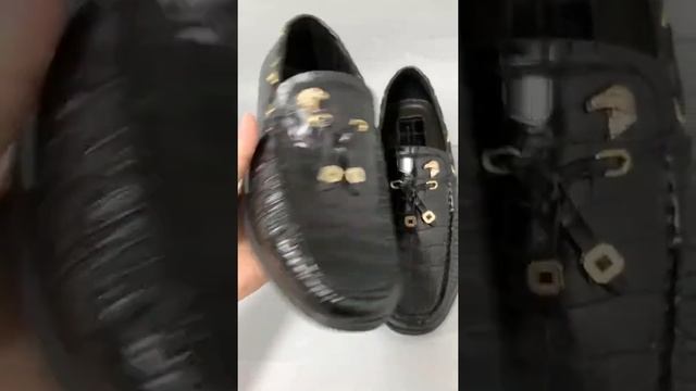Мокасины мужские из натуральной кожи крокодила, чёрный цвет. смотреть онлайн