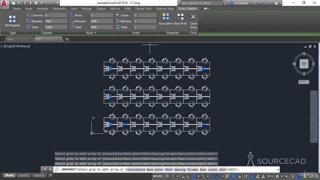 Autodesk Autocad - Rectangular Array - Video 39 смотреть онлайн