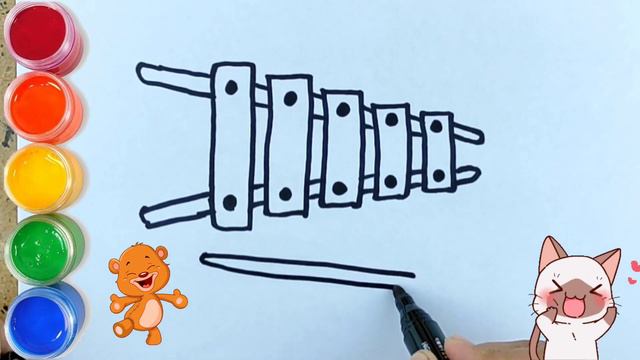 Bolalar uchun ksilofon chizish / Drawing xylophone for kids / Dibujo de xilófono para niños смотреть онлайн
