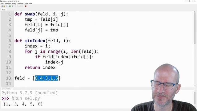 Selection Sort in Python смотреть онлайн