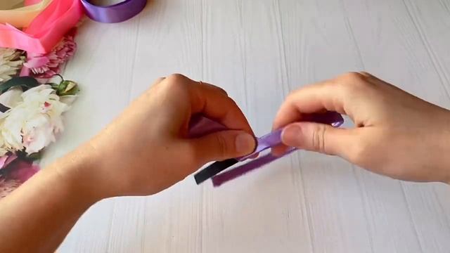 Как оплести ободок одной лентой Оплетение ободка атласной лентой How to wrap a headband with ribbon смотреть онлайн