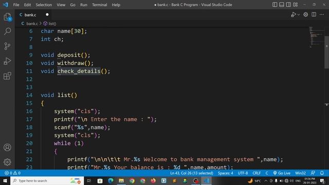 Bank management ? system in c Part 2 : Deposit || C programming by harsh смотреть онлайн
